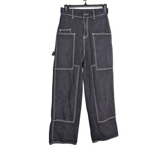 Black‎ Utility Carpenter Jeans Contrast Stitch Skater Y2K Streetwear Size S